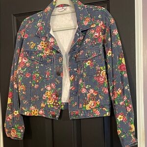 Floral Blue Denim Jacket